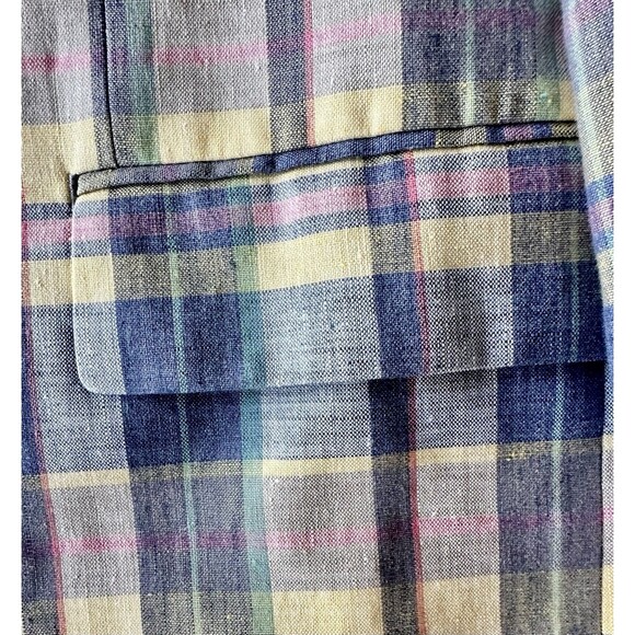 Club Room Men's Size 44r Multicolor Plaid Linen Blend Blazer Jacket - Picture 11 of 16